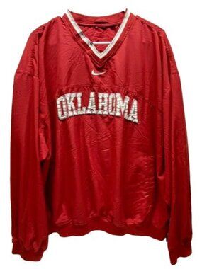 Vintage Nike Oklahoma Sooners Jacket Men's XL Red NCAA Pullover Windbreaker GUC